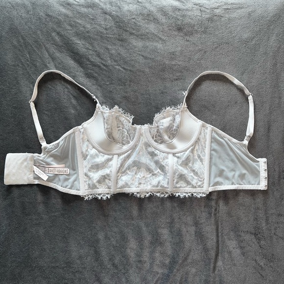 Victoria’s Secret Silver Lace Corset Bustier Underwire 32C Grey gray beaded 32 C - Picture 6 of 9